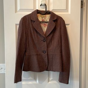 Plum wool blazer, slightly cropped in length